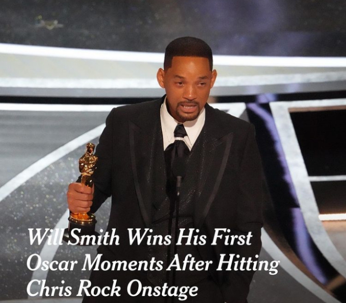 Will Smith “The Fresh Prince of Bel-Air” bags his first Oscar right after after slapping  Chris Rock on stage.
